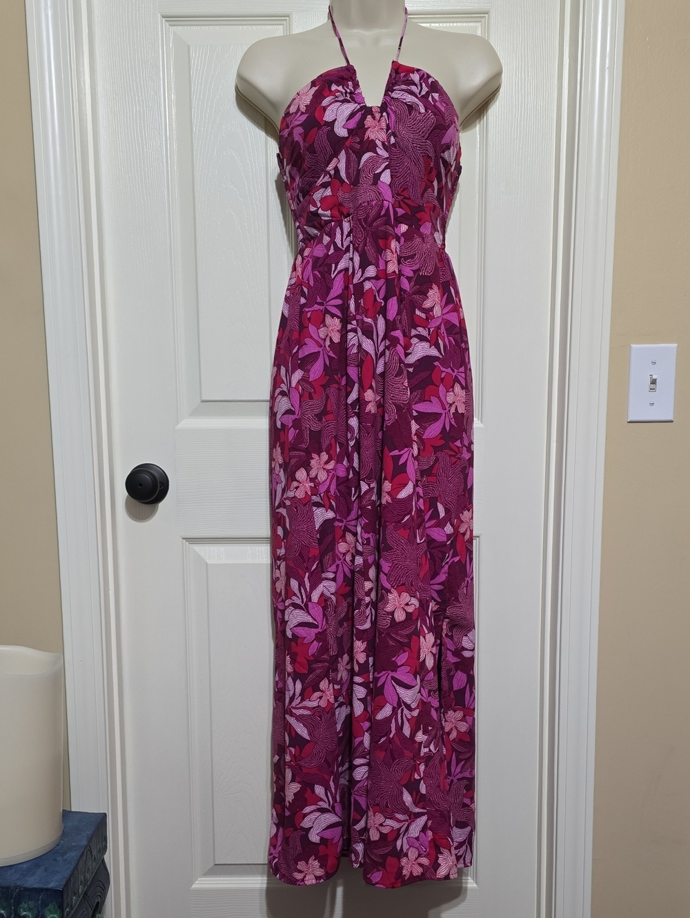 Sincerely Jules Magenta Floral Halter Maxi Dress